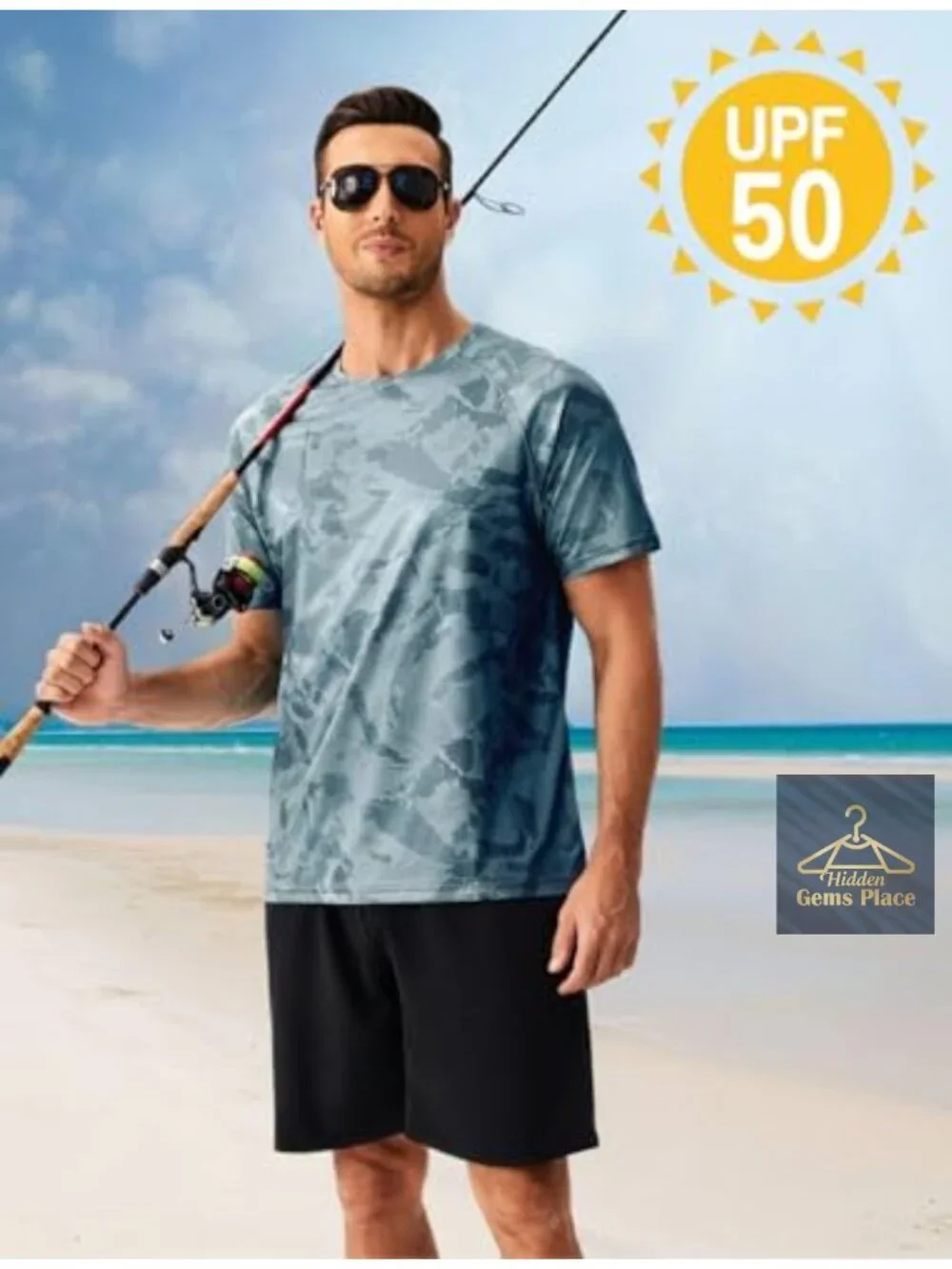 Men's UPF 50+ Rash Guard Swim Shirt 100% Polyester Quick Dry Performance Top